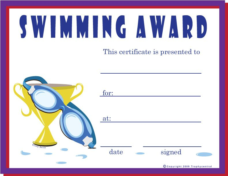 Free Swimming Certificates, Printable Swimming Certificate regarding Swimming Award Certificate Template