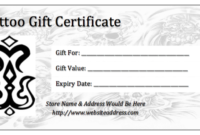Free Tattoo Gift Certificate Template – Shouldirefinancemyhome in New Tattoo Gift Certificate Template Coolest Designs