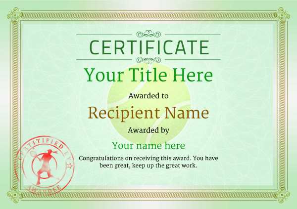 Free Tennis Certificate Templates - Add Printable Badges intended for Tennis Achievement Certificate Templates