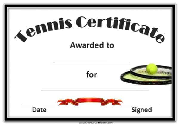 Free Tennis Certificate Templates | Customizable &amp; Printable in Best Editable Tennis Certificates