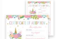 Free Unicorn Birthday Certificate Of Adoption Printable inside Best Unicorn Adoption Certificate Templates