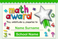 Free Vector | Certificate Template For Math Award for Math Award Certificate Template