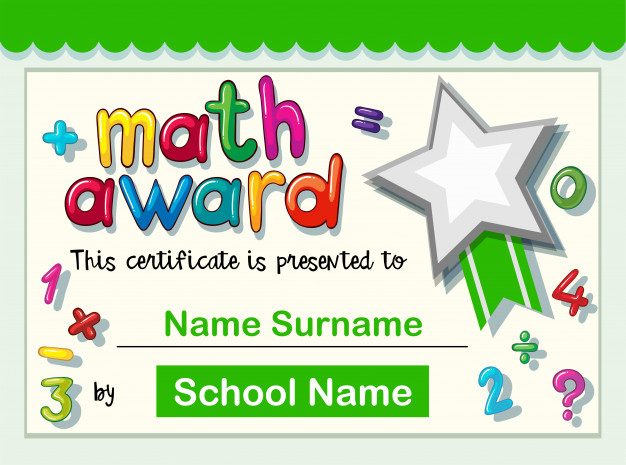 Free Vector | Certificate Template For Math Award throughout Quality Math Achievement Certificate Templates