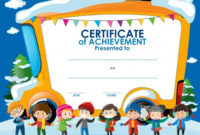 Free Vector | Certificate Template With Children In Winter for Best Children&#039;S Certificate Template