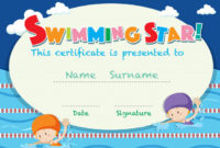 Free Vector | Certificate Template With Kids Swimming inside Swimming Award Certificate Template