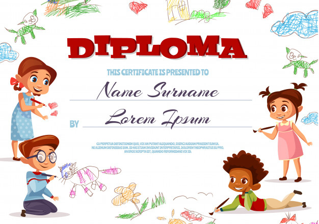 Free Vector | Diploma Template Illustration Of Kindergarten in Kindergarten Diploma Certificate Templates 10 Designs Free