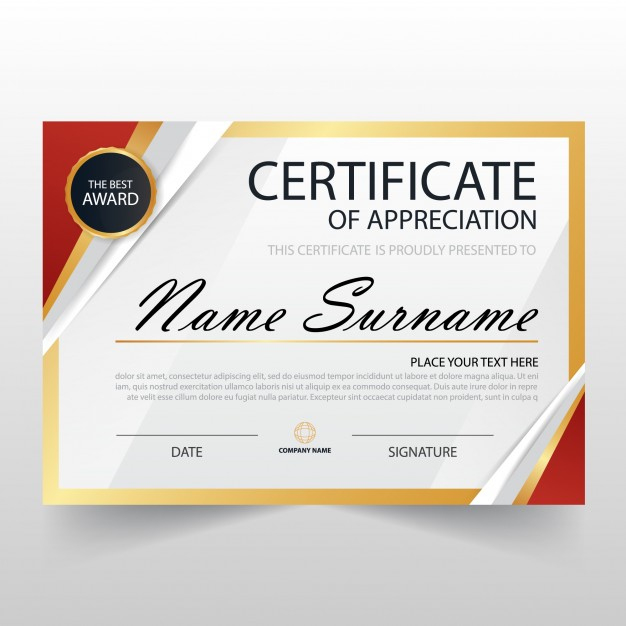 Free Vector | Modern Certificate Of Appreciation Template with New Certificates Of Appreciation Template