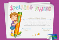 Free Vector | Spelling Award Certificate Template With Kids intended for New Certificate Of Achievement Template For Kids