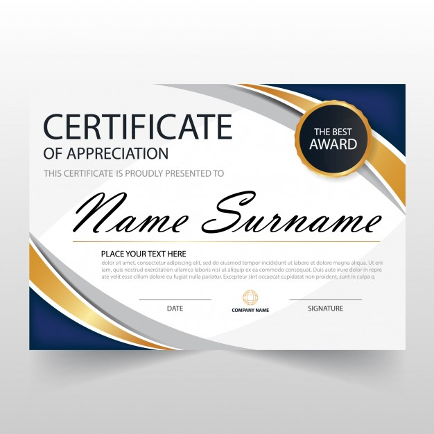 Free Vector | Wavy Certificate Of Appreciation Template inside Free Template For Certificate Of Recognition