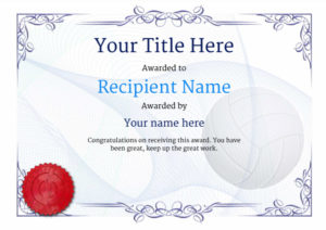 Free Volleyball Certificate Templates – Add Printable Badges intended for Quality Volleyball Award Certificate Template Free
