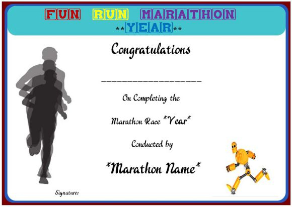 Fun Run Certificate Template : 14+ Editable Free Word in Unique Marathon Certificate Template 7 Fun Run Designs