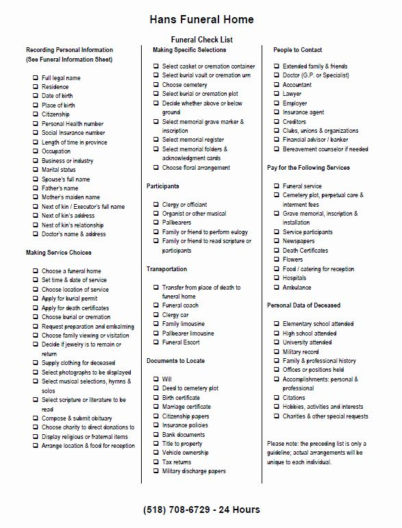 Funeral Planning Checklist Template Best Of 9 Funeral in New Certificate For Best Dad 9 Best Template Choices