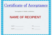Generic Certificate Of Acceptance Template For Download | Hloom with Certificate Of Acceptance Template