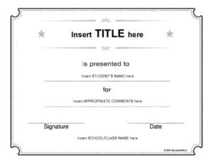Generic Certificate Template | Education World regarding Best Generic Certificate Template