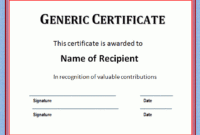 Generic Certificate Template In 2020 | Certificate Of with regard to Generic Certificate Template