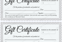 Gift Certificate 30 – Word Layouts | Printable Gift in Quality Microsoft Gift Certificate Template Free Word