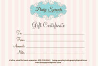 Gift Certificate Baby Sprouts Photography – Baby Sprouts for Photography Session Gift Certificate