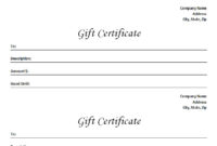 Gift Certificate Template – Blank Microsoft Word Document with regard to Unique Fillable Gift Certificate Template Free