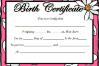 Girl Birth Certificate Template (5) – Templates Example with regard to Girl Birth Certificate Template