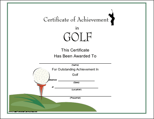 Golf Printable Certificate | Certificate Templates, Gift for New Golf Certificate Templates For Word
