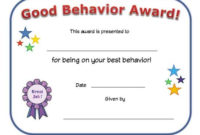 Good Behavior Award Certificate | Reading Certificates intended for Quality Good Behaviour Certificate Templates