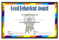 Good Behavior Certificate Free Printable 10 | Best Templates intended for Good Behaviour Certificate Template 10 Kids Awards