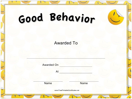 Good Behavior Certificate Template Download Printable Pdf within Good Behaviour Certificate Templates