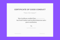 Good Conduct Certificate Template (3) – Templates Example throughout Good Conduct Certificate Template
