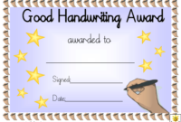 Good Handwriting Award Certificate Template Download for Handwriting Award Certificate Printable