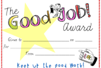Good Job Certificate Template | Certificate Templates, Free in New Good Job Certificate Template