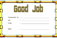 Good Job Certificate Template Free Download 3 In 2020 intended for Good Job Certificate Template