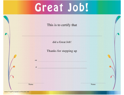 Great Job Certificate Template Download Printable Pdf with New Good Job Certificate Template