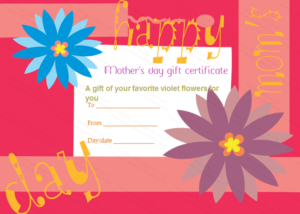 Greek Anemone Mother'S Day Gift Certificate Template in Mothers Day Gift Certificate Templates