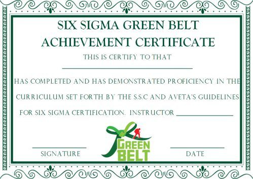 Green Belt Certificate: 10 Unique And Beautiful Templates throughout Quality Green Belt Certificate Template