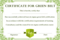 Green Belt Certificate: 10 Unique And Beautiful Templates within Quality Green Belt Certificate Template