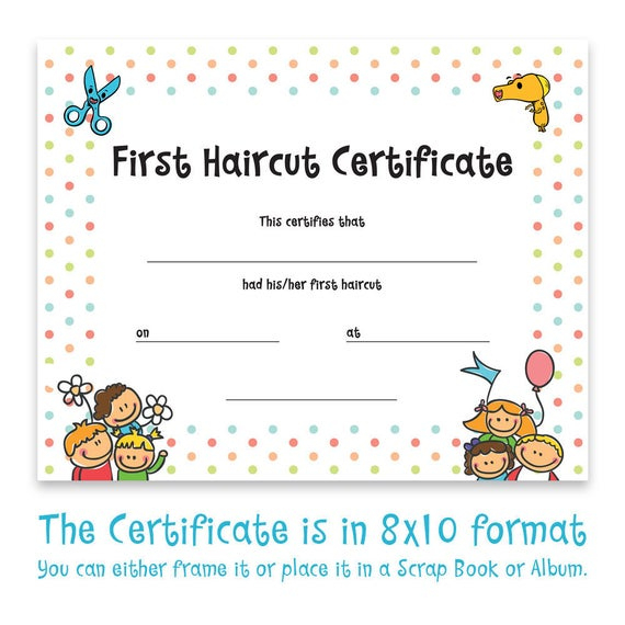 Haircut Certificate, First Haircut Certificate, Christmas Gift, Photo  Certificate, Baby First Haircut, Kids Gift, Printable Art, 8X10 Format regarding First Haircut Certificate