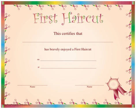 Haircut Certificate Template 5 Free Pdf Documents Download with New First Haircut Certificate Printable Free 9 Designs