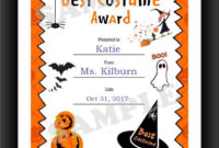 Halloween, Best Costume, Kids Certificate, Halloween Costume, Pdf Download,  Print Your Own, Instant Download, Printable intended for Best Halloween Costume Certificate