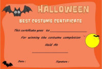 Halloween Innovative Costume Award Certificate Template regarding Best Halloween Costume Certificate
