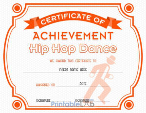 Hip Hop Dance Certificate Format In Blaze Orange, Your Pink within Dance Certificate Template