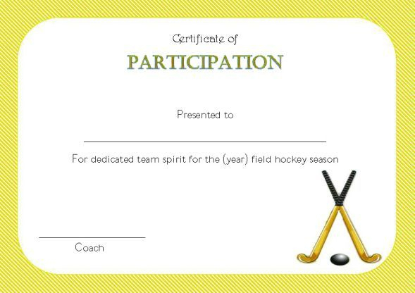 Hockey Certificate Of Participation | Certificate Templates throughout Best Hockey Certificate Templates