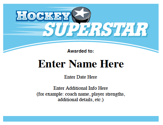 Hockey Certificates Templates | Awards For Hockey Teams within Hockey Certificate Templates