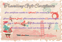 Holiday Travel Gift Certificate Template with Travel Gift Certificate Editable