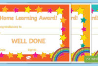 Home Learning Award Certificate pertaining to Good Behaviour Certificate Template 10 Kids Awards