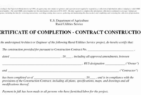 How To Write Certificate Of Completion Construction in Best Certificate Of Construction Completion Template