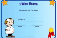 I Was Brave At The Doctor Printable Certificate | Free within Bravery Award Certificate Templates