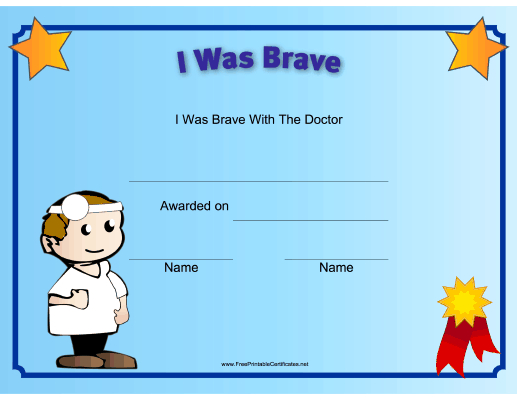 I Was Brave At The Doctor Printable Certificate | Free within Bravery Award Certificate Templates