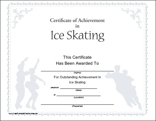 Ice Skating Printable Certificate | Printable Certificates intended for Fresh Ice Skating Certificates