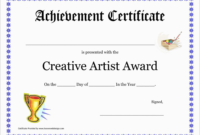 Inspirational Award Certificate Template Free Best Of within Art Award Certificate Template