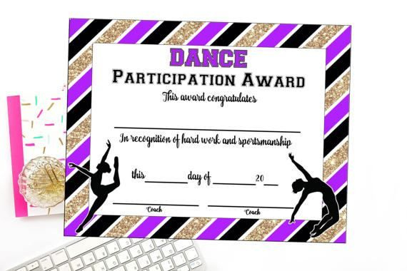 Instant Download Dance Team Certificate Dance Award | Etsy throughout Quality Dance Award Certificate Template